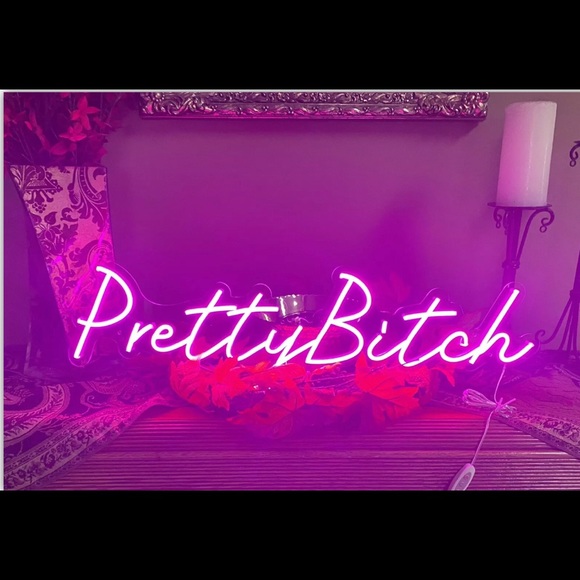 Brand New LED NEON PINK CUSTOM SIGN “Pretty Btch” 7x4x4in - Picture 3 of 10